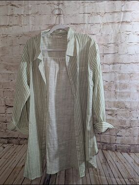 ~Salty Lemon Button Down Striped Women's Shirt XL Excellent Condition Cover upO